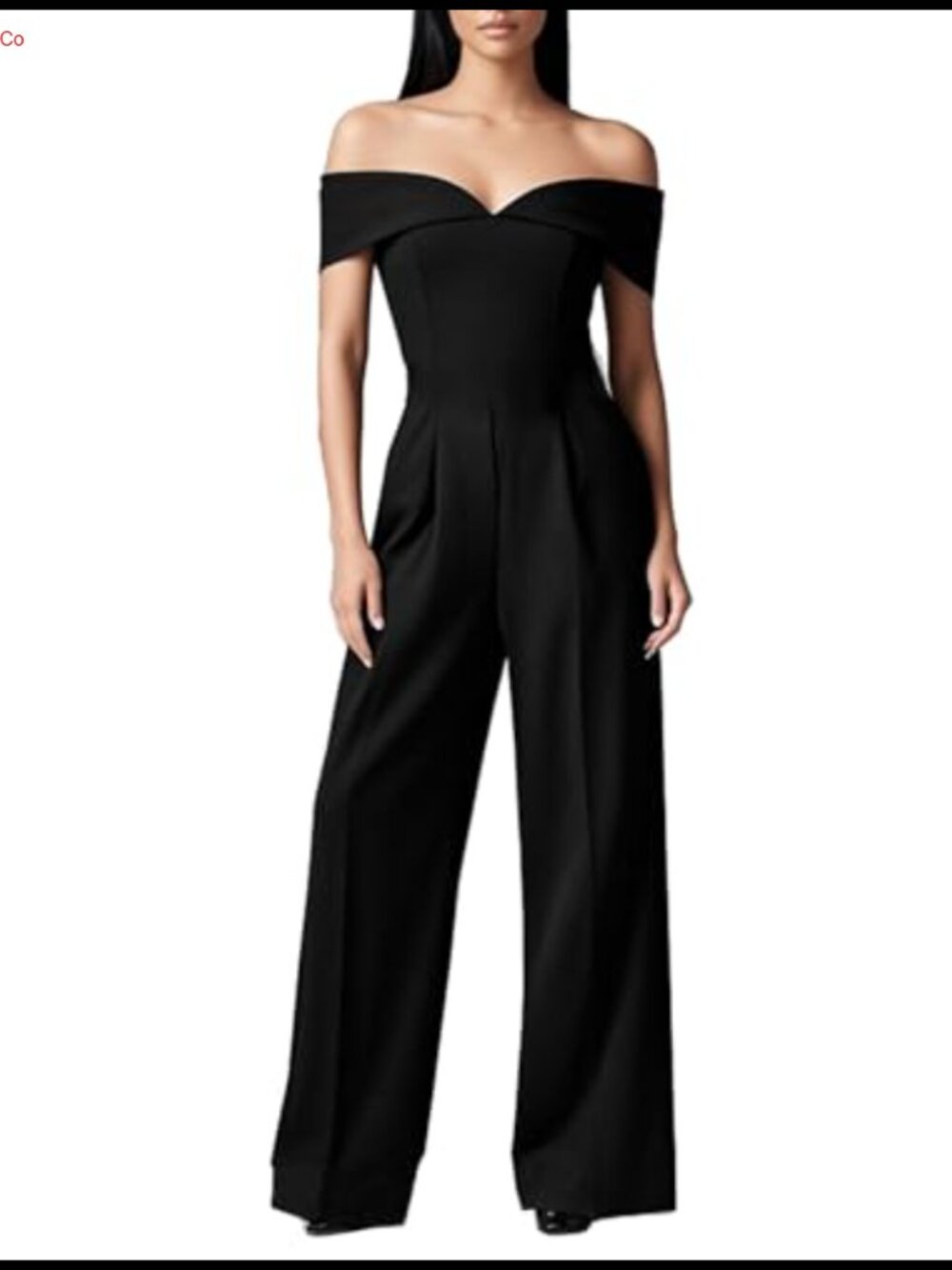 Women's Off-Shoulder Wide-Leg Sleeveless Jumpsuit Back Zipper Formal Party